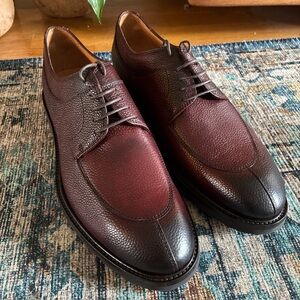 Paul Stuart burgundy pebbled leather lace up shoes 10.5 NWOB